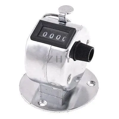 

Round Base Reset Knob Metal Finger Ring 4 Digits Hand Tally Counter