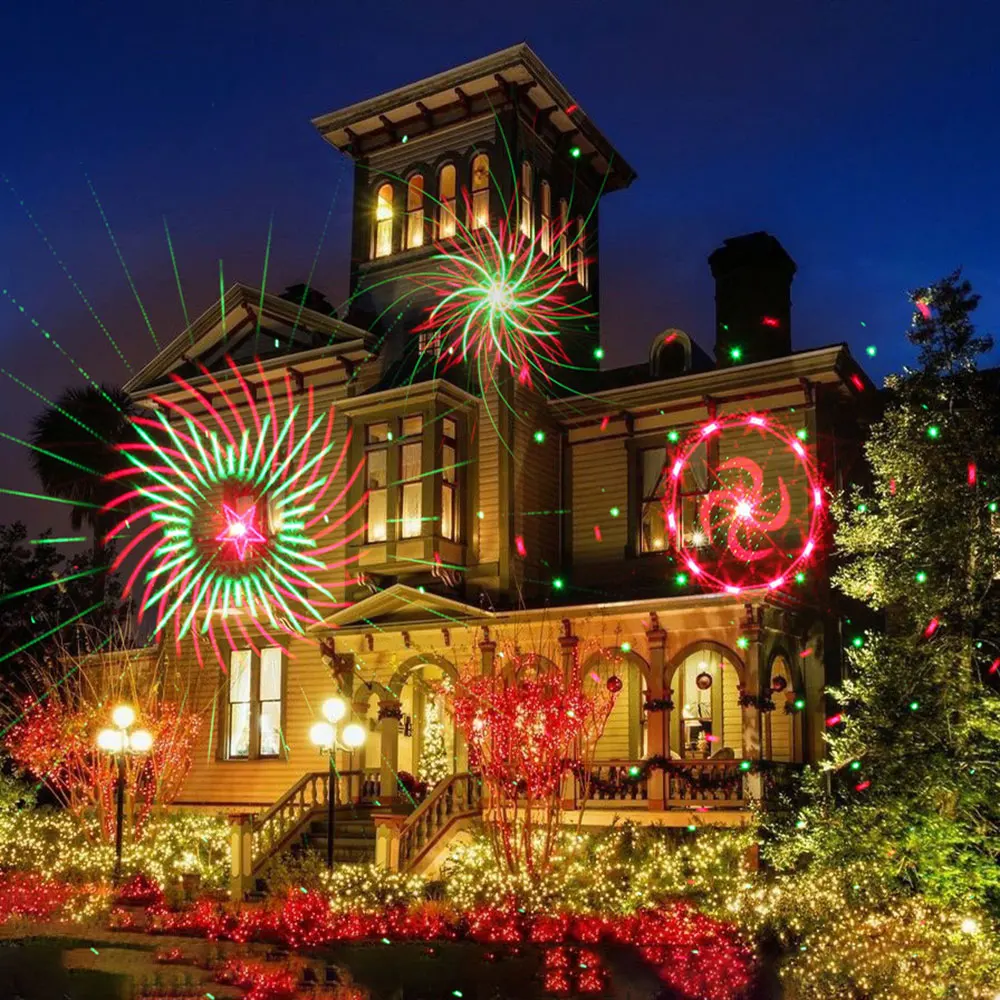 Outdoor Christmas Laser Projector New Year Decorations Lights 2021 Dynamic 32 Patterns with Remote