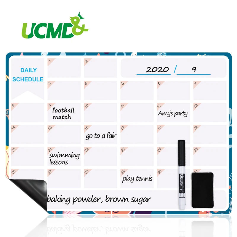 Monthly Daily Schedule Calendar Reusable Erasable Fridge