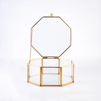 

Ins Large Size Eight-sided Transparent Glass Jewelry Storage Container Large Capacity Gift Box Woman Cosmetic Storage Organizer