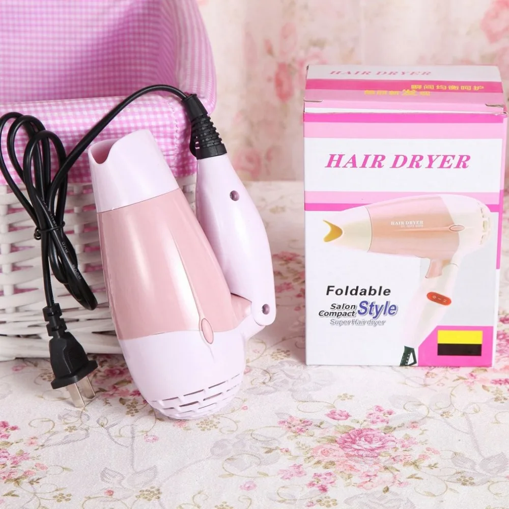 Mini Hair Dryer with Nozzle Adjustable Airflow Fast Drying Low Noise Portable Travel Household Hair Dryer US Plug