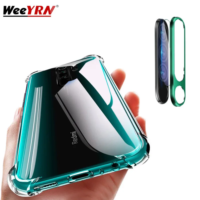 

Transparent Airbag Shockproof Case Cover For Xiaomi Redmi note 8 Pro Redmi 8A 8 Camera Lens Metal Ring Tempered Glass Case Cover