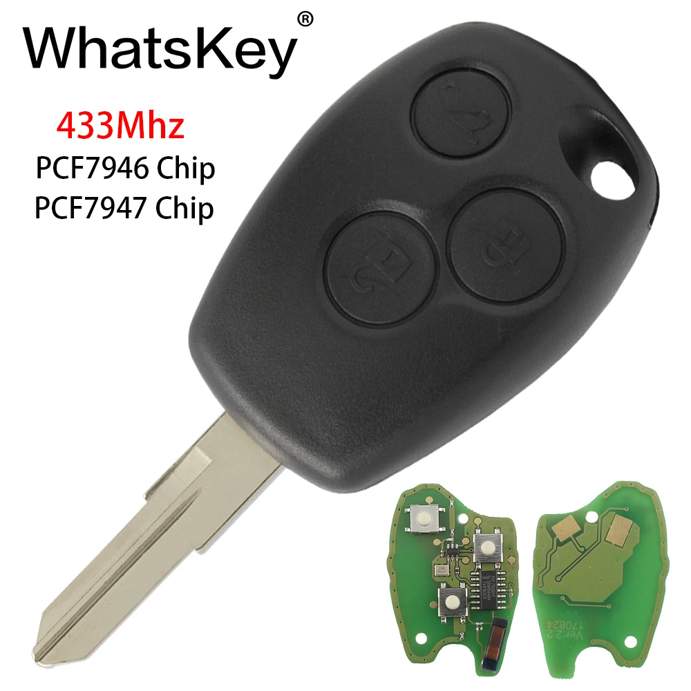 WhatsKey 433 МГц чип 2 кнопки дистанционного ключа автомобиля для Renault Espace Clio Kangoo Logan