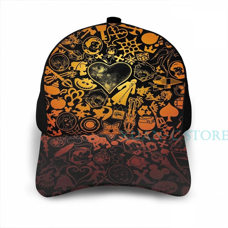 Kingdom Hearts-Замочная скважина(orange) баскетбольная Кепка для мужчин и женщин, модная черная шляпа унисекс с принтом