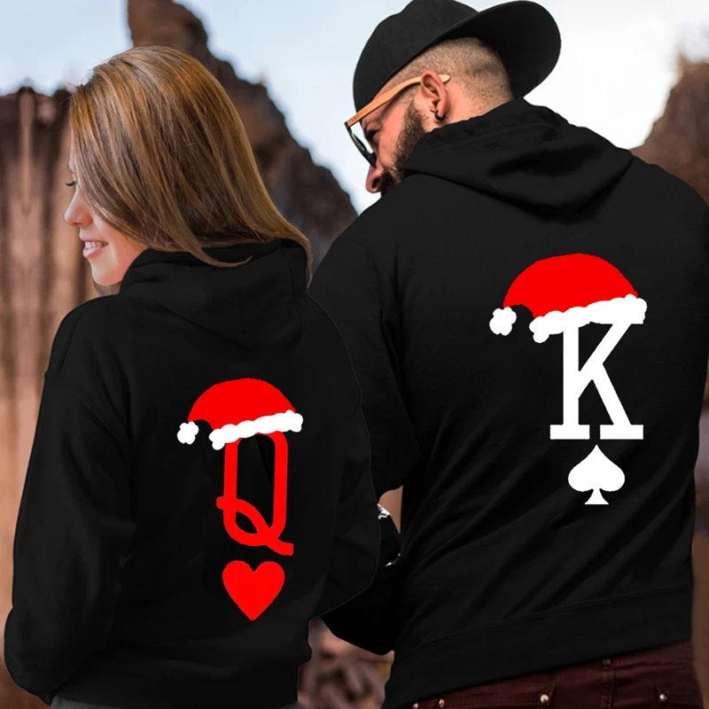 

Xmas Couple Pullover Loose Hoodie Hooded Women Christmas Sweatshirt Men Winter Hoodies