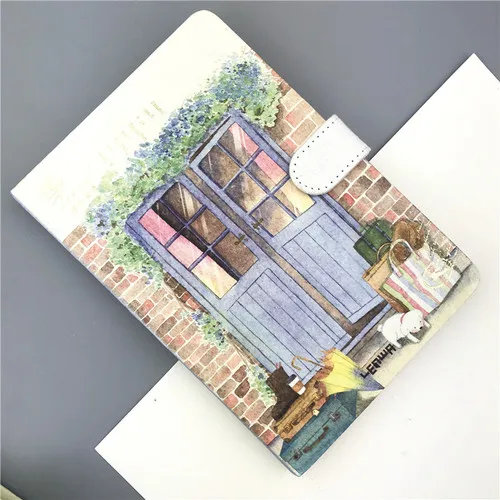 O Small Fresh Hand Account 32K Color Page Magnetic Buckle Blank Notebook Coated Side Travel Account 3 Beautiful Town - Цвет: O
