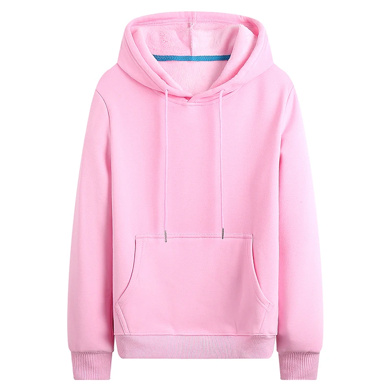 Pink YOTEE толстовки осень зима размера плюс с длинным рукавом Карманный пуловер Толстовка женская мужская повседневная теплая толстовка с капюшоном - Цвет: Pink