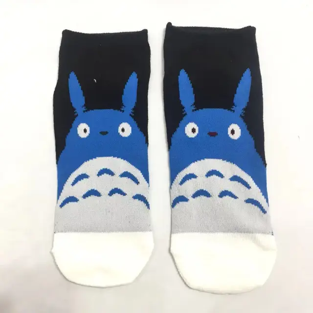 Cartoon Cat Cute Socks Women No Face Man Sock Totoro Funny Fashion Anime Spring Autumn Sweat Absorption Gray Classic Cotton Sock 302