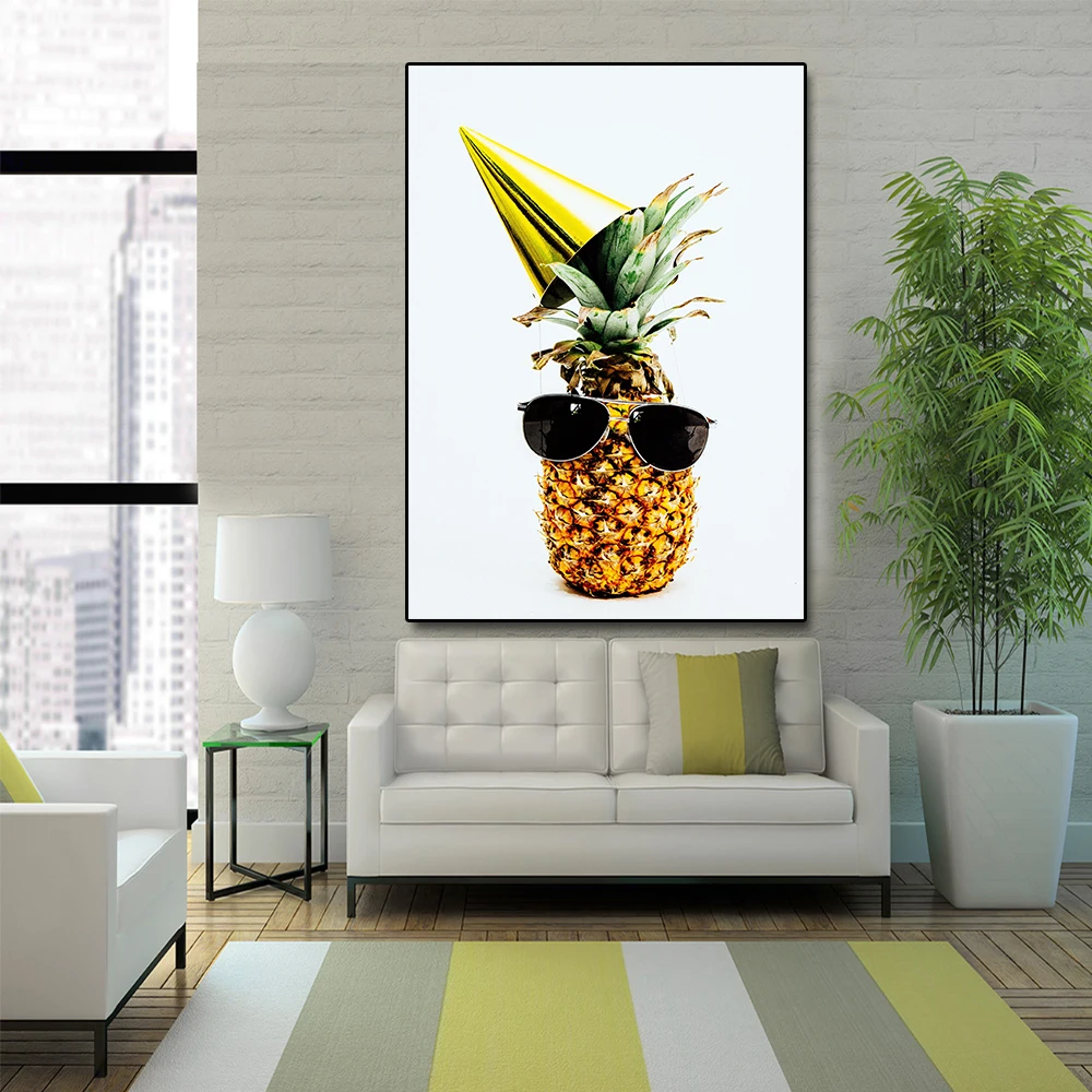 Фруктовые скандинавские плакаты очки с дизайном ананас настенная живопись на
