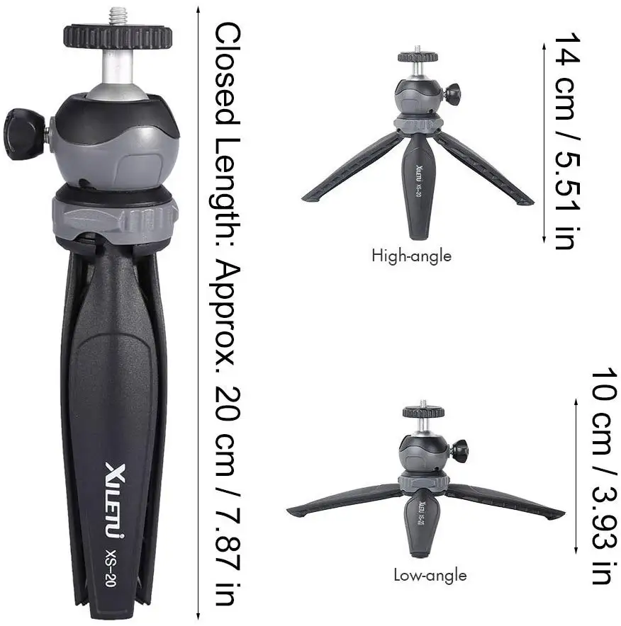  XILETU XS-20 Mini Desktop little Phone Stand Tabletop Tripod for Vlog Mirrorless Camera Smart phone - 32786853783