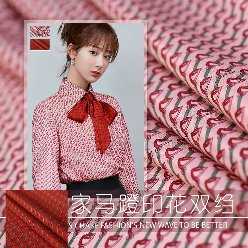 Эластичная шелковая ткань с принтом 18 мм двойная крепированная женская одежда