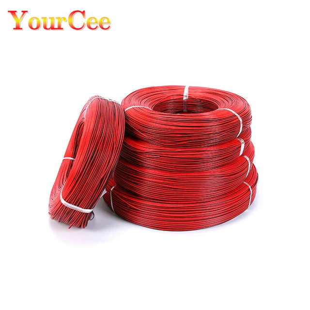 2 pin cable red black Electrical Flat wire 5v 12v led Automotive 18awg Car  Electric Wires 16awg 20awg 16 18 20 24 26 28 awg