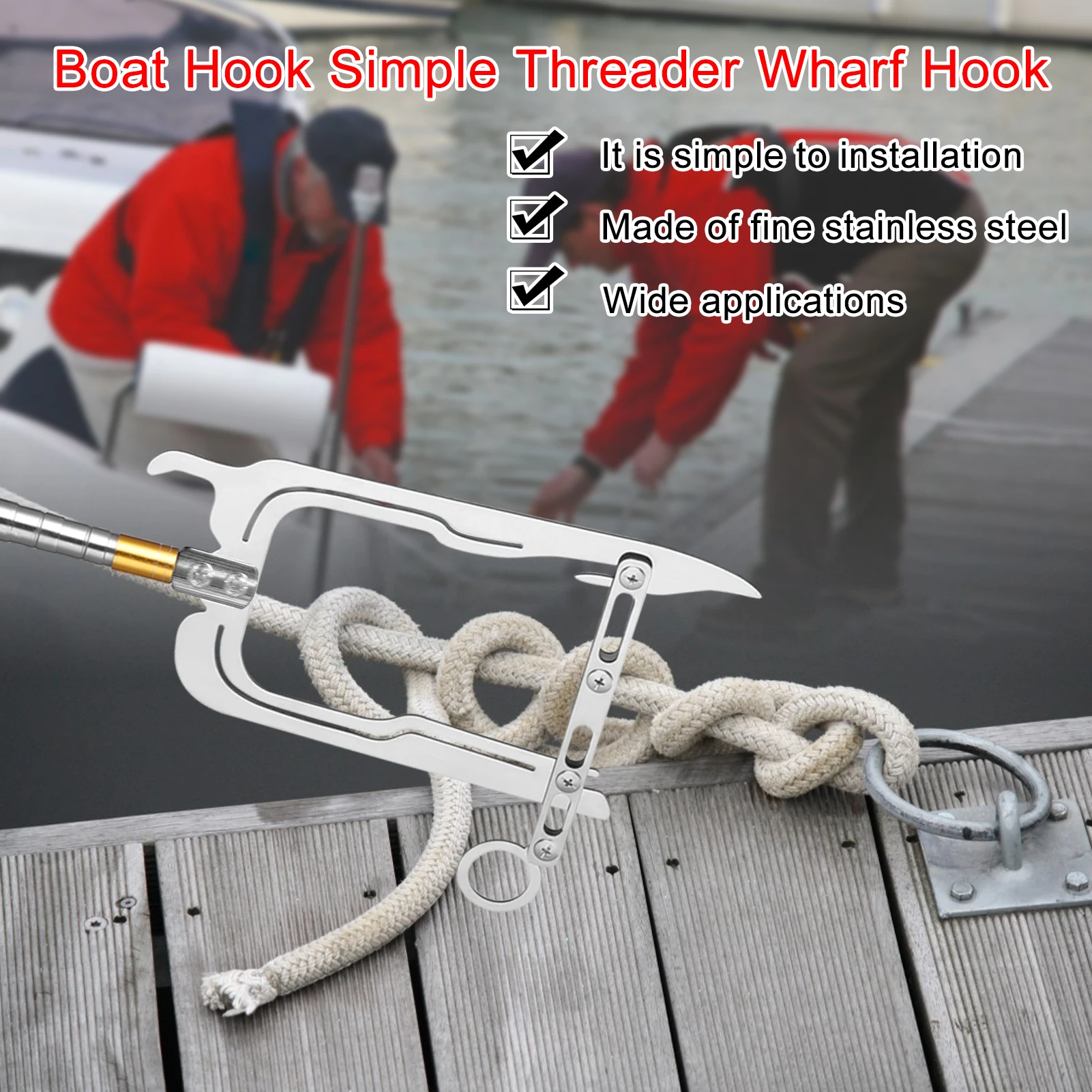 Mooring Rope U Type Threader Boat Hook Threader Carbon Fiber Telescopic Fishing Rod Fishing Pole
