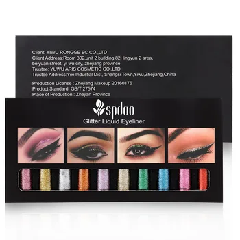 

10 Color Glitter Liquid Eyeliner Waterproof Shimmer High Pigmented Silver Gold Metallic Colorful Eyeliner