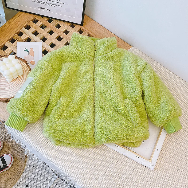 Детская одежда новая зимняя детская одежда толстый вельветовый свитер для девочек модное пальто для маленьких девочек - Цвет: green