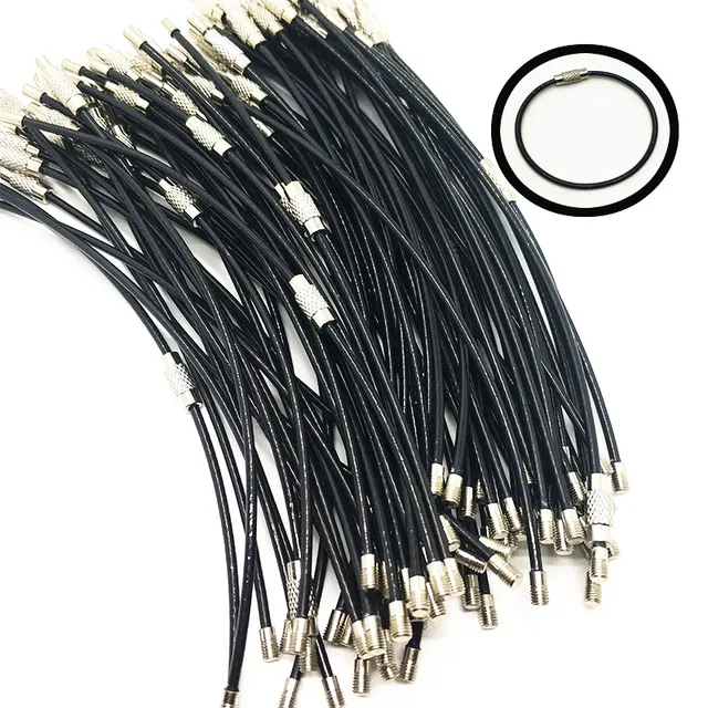 20 Anelli Portachiavi Con Cavo Metallico - Acciaio Inox | 15x1.5cm | Multicolore | Per Chiavi, Bagagli, Ciondoli - Foto 8