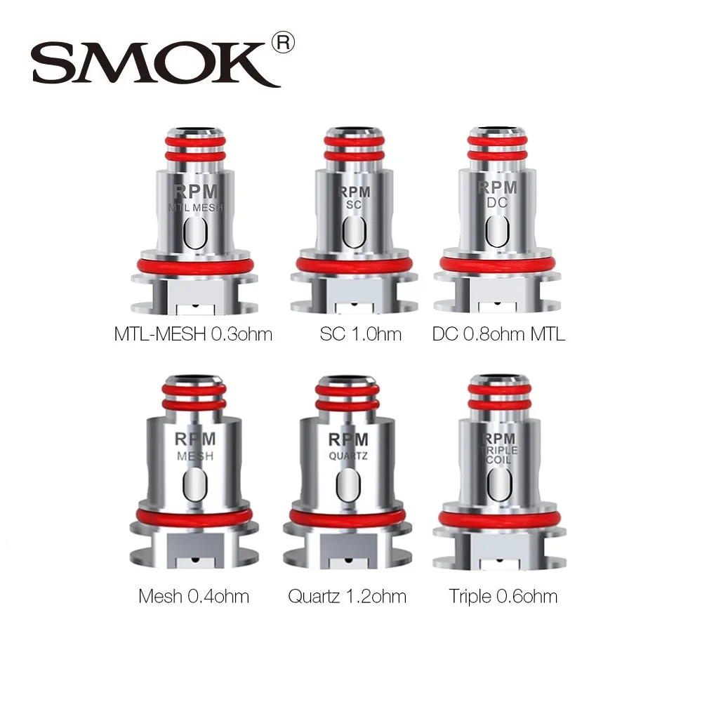 Оригинальная 5 шт. сменная катушка SMOK RPM40 с сеткой 0. 4 Ом/кварц 1. 2 Ом/SC 0 Ом/тройной