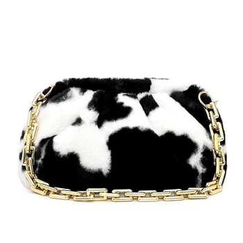 

2021 Retro Cloud Pleated Purse Animal Pattern Chain Shoulder Bag Lady Street Handbags Popular Simple Female Daily Bag