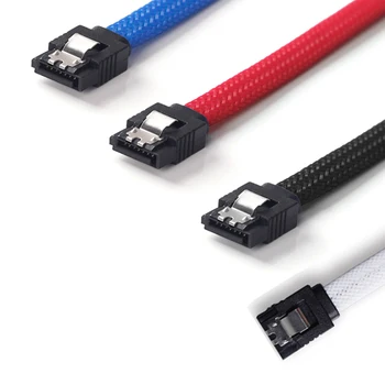 

50CM SATA 3.0 III SATA3 7pin Data Cable 6Gb/s SSD Cables HDD Hard Disk Data Cord with Nylon Sleeved Premium Version