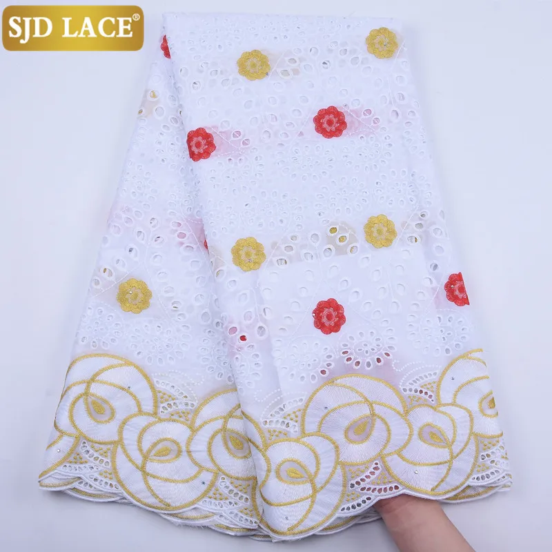 SJD LACE African Lace Fabric High Quality Small Holes Cotton With Stones Nigerian For Wedding Party Dress A1869 | Дом и сад