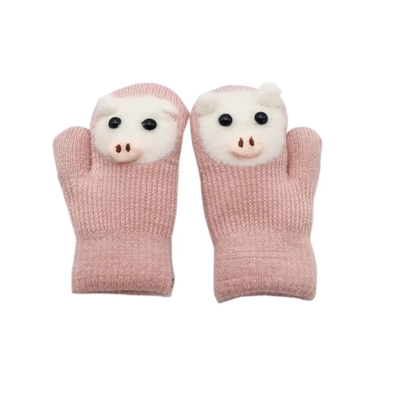 Детские перчатки-зиму с рисунком кролика из мультфильма для детей, толстые теплые перчатки для девочек милые полные пальцы; кроличья шерсть; шерсть варежки - Цвет: Зеленый
