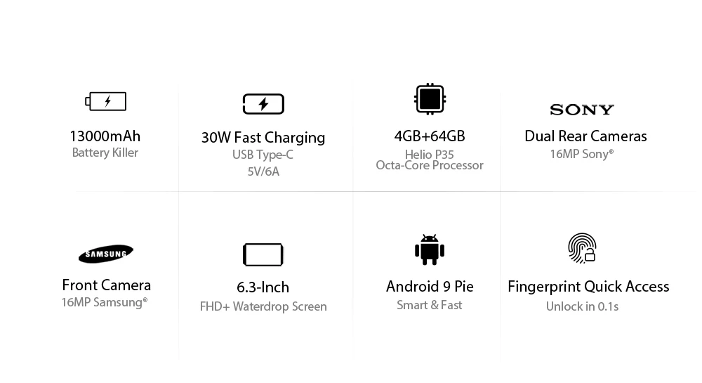 Blackview BV9100 Android 9,0 мобильный телефон 6," смартфон IP68 прочный MT6765 Восьмиядерный 4 Гб+ 64 Гб 13000 мАч батарея 30 Вт Быстрая зарядка
