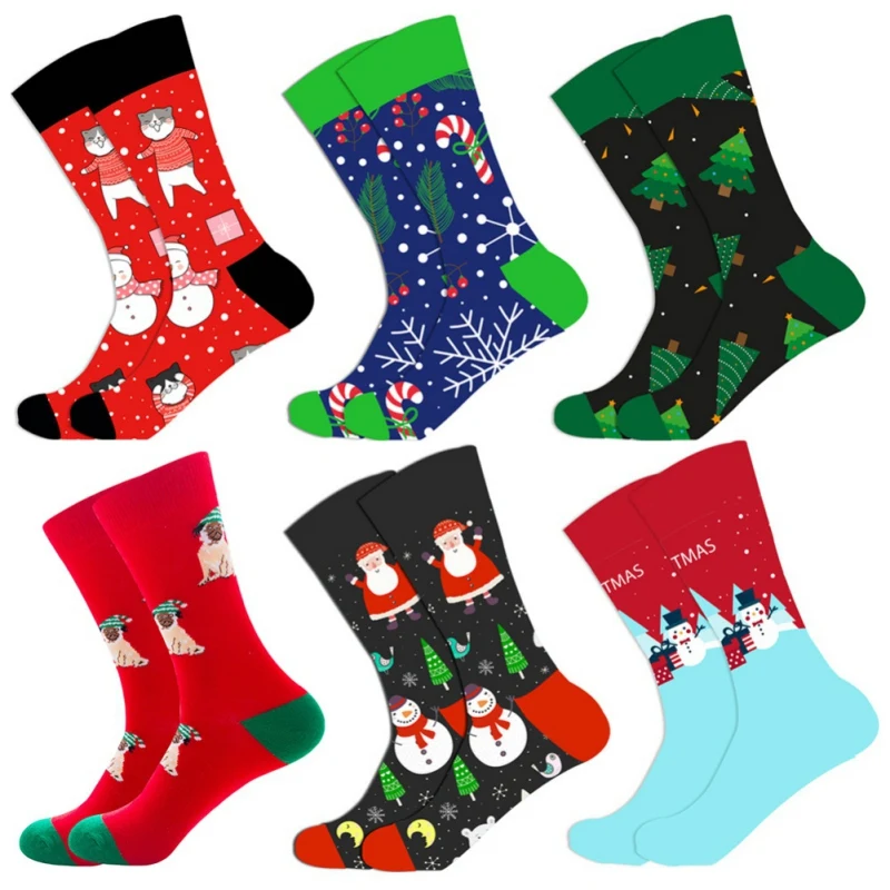 Новинка, хлопковые носки для мужчин и женщин, Harajuku, цветные веселые рождественские носки, Длинные Теплые повседневные носки для мужчин, подарок на свадьбу