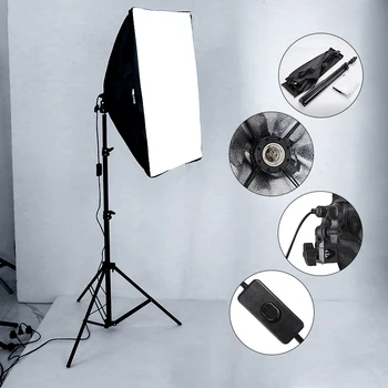 

50x70CM Softbox Lighting Kits Professional Photography Light System For Photo Studio Equipment With 1pcs E27 Photographic Bulbs
