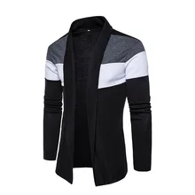 Приталенный длинный мужской s Кардиган Толстовка Оверсайз на замке вязаный кардиган свитер шаль воротник кардиган для мужчин Pull мода осень Y