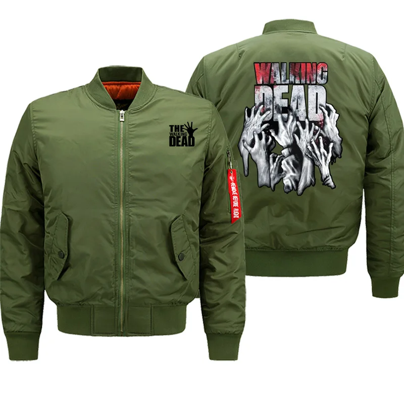 The Walking Dead/куртка-бомбер для мужчин; куртки в стиле хип-хоп; Мужская Военная тактическая одежда; осеннее плотное пальто на молнии; теплое пальто с воздушными войсками - Цвет: army green 6