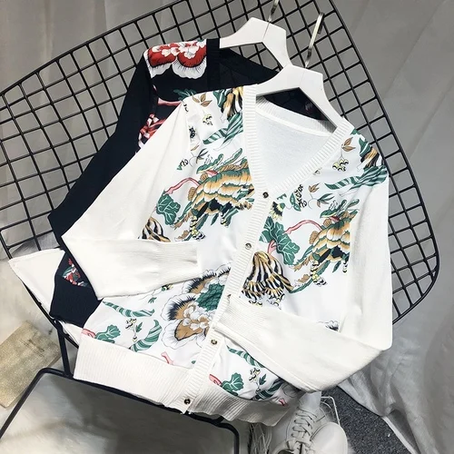 photo color 8 Neploe/Новинка года; сезон осень; вязаный кардиган с принтом «N-Neck»; вязаный кардиган с лоскутной пуговицей; свободный свитер для женщин; 45902 - Цвет: photo color 8