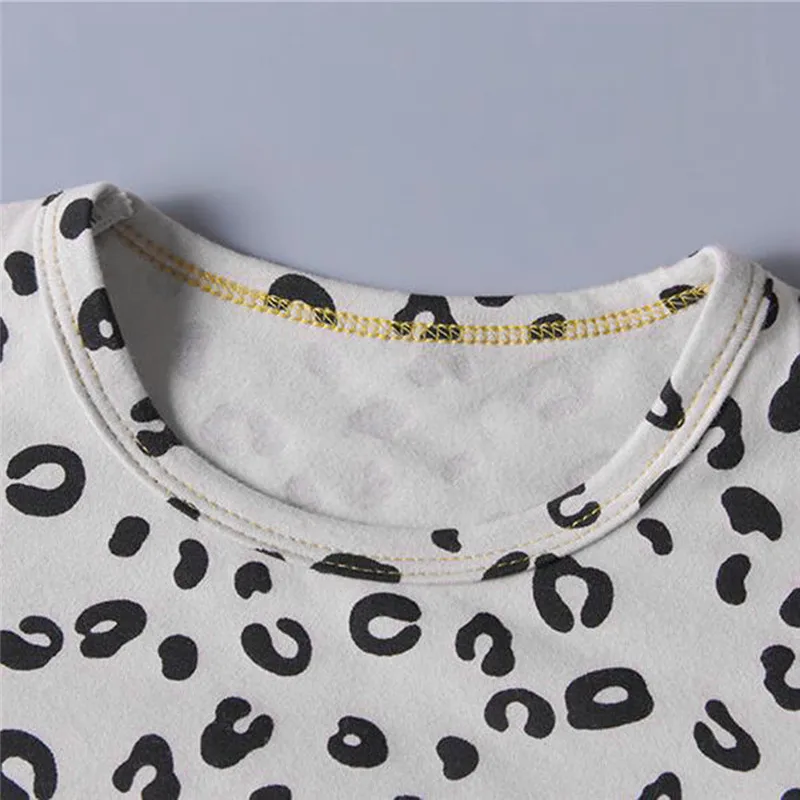 Lente Herfst Baby Jongens Meisjes, пижамный комплект, Kinderen, Детский комплект с принтом, Luipaard Nachtkleding Lounge, Dragen Katoen Meisjes Avondjurk 30