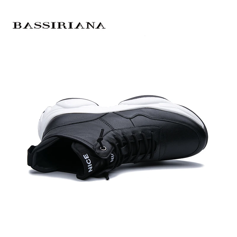 BASSIRIANA осень новые мужские кожаные ботинки черные кожаные белые подошвы плоские мужские туфли удобные тенденции