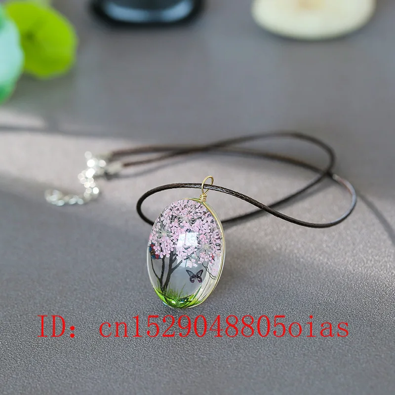

Natural White Crystal Stone Pendant Multicolor Life Tree Necklace Hand Carved Fashion Charm Jewelry for Women Amulet Gifts