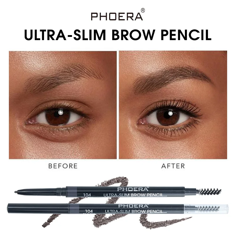 PHOERA 1 шт. натуральные Двойные головки карандаш для бровей Водонепроницаемый тончайший глаз бровей карандаш с щеткой тушь для бровей макияж TSLM2