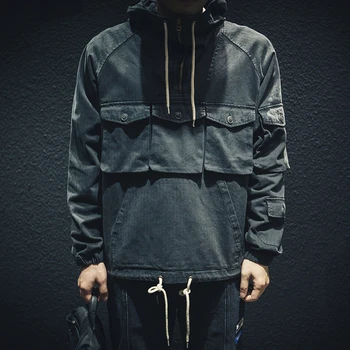 

mens jacket Spring and Autumn Workwear Jacket Loose multi-pocket black jacket All-match autumn coat mens fashion clothing