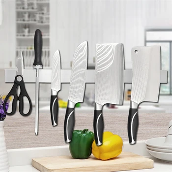 

16inch Magnetic Cutter Strip Holder Safe Rustproof For Kitchen With Screws Bar Block Space Saving Stainless Steel Waterproof
