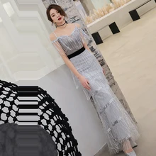 Вечернее платье с открытыми плечами, женские вечерние платья, сексуальное платье на бретельках без рукавов, вечернее платье с вырезом лодочкой и блестками F141