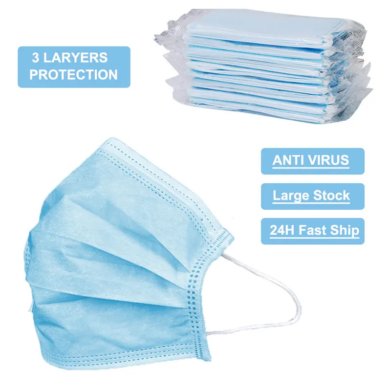 

Face Mask 10/20/30/50/200Pcs Mask Anti-Virus Respirator Disposable Face Mask 3 Layer Protection Anti Dust Mask For Stylist