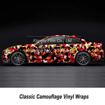 

red black white Camouflage vinyl wrapping Film With Air Free Vehicle Graphics Size: 1.52*5/10/18 M Classic foil
