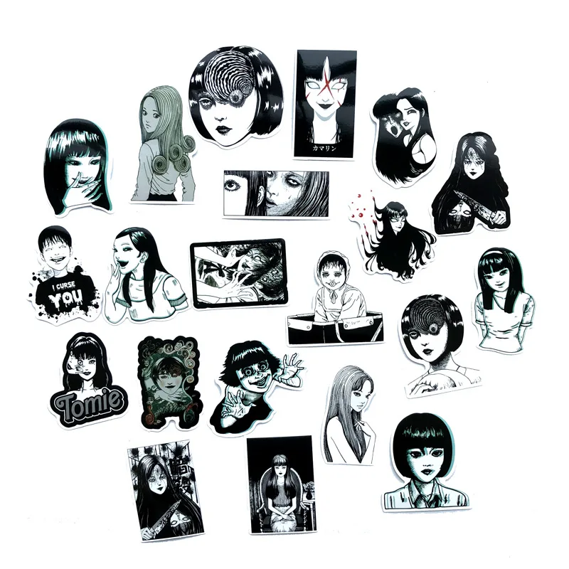 Details about   56Pcs Horror Comic Sticker Black and White Japan Anime Tomie Skateboard Decals 