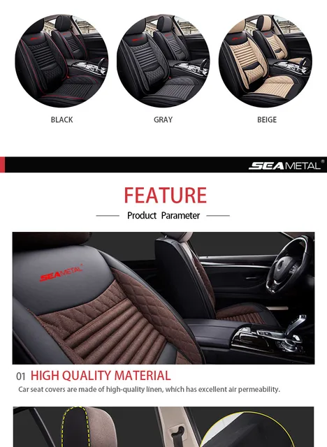 SEAMETAL Auto Sitzbezüge Universal Flachs Abdeckung Leder Sitz Covers  Schutz Marke Luxus Design Mit Vordersitz Rückenlehne Kissen - AliExpress