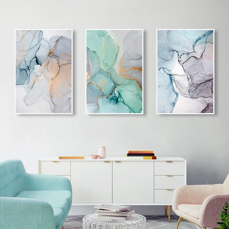 

Modern Simplicity Blue Marble Abstract Canvas Painting Nordic Posters and Prints Wall Art Pictures for Living room Home Decor