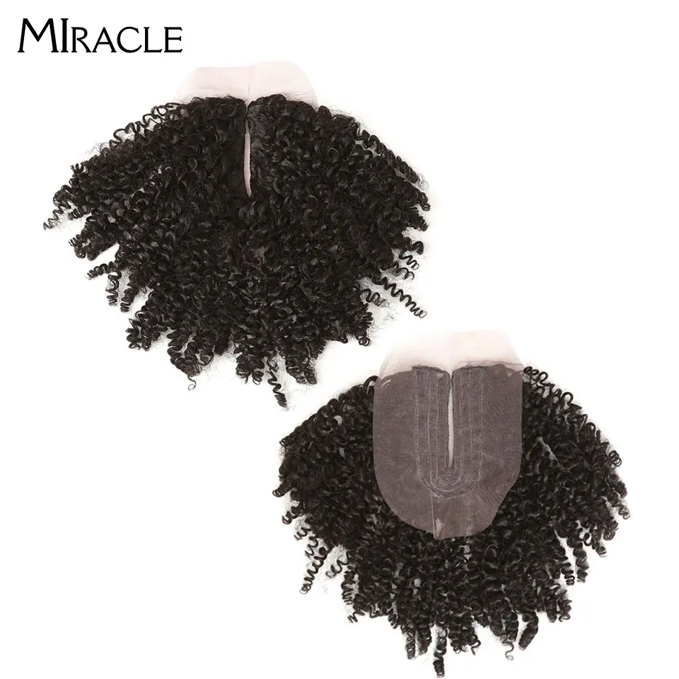 kinky encaracolado pacotes de cabelo com fechamento