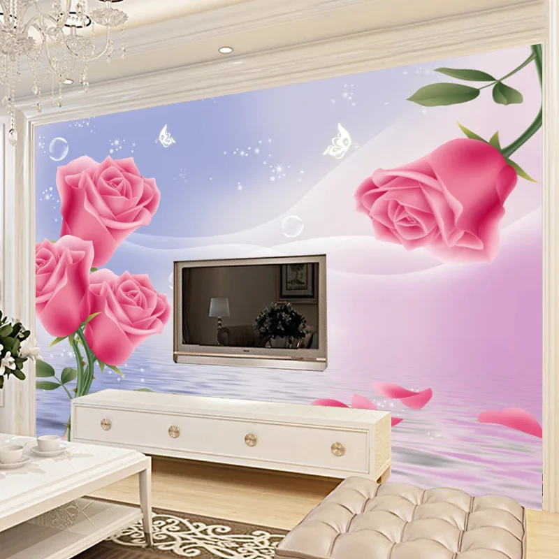 3D Роза ТВ фон обои гостиная спальня Европейский стиль нетканые обои настенное украшение ткань производители