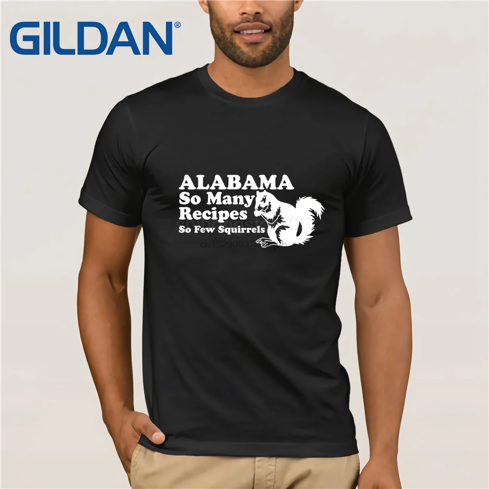 

LEQEMAO Alabama So Many Receipes So Few Squirrels MenVintage Funny Redneck T Shirt