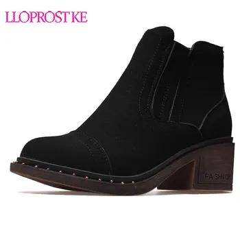 

Lloprost ke Autumn Winter Women Ankle Boots Suede Chelsea Boots Zipper Ladies Casual Thick Heel Shoes Comfortable Boots H476