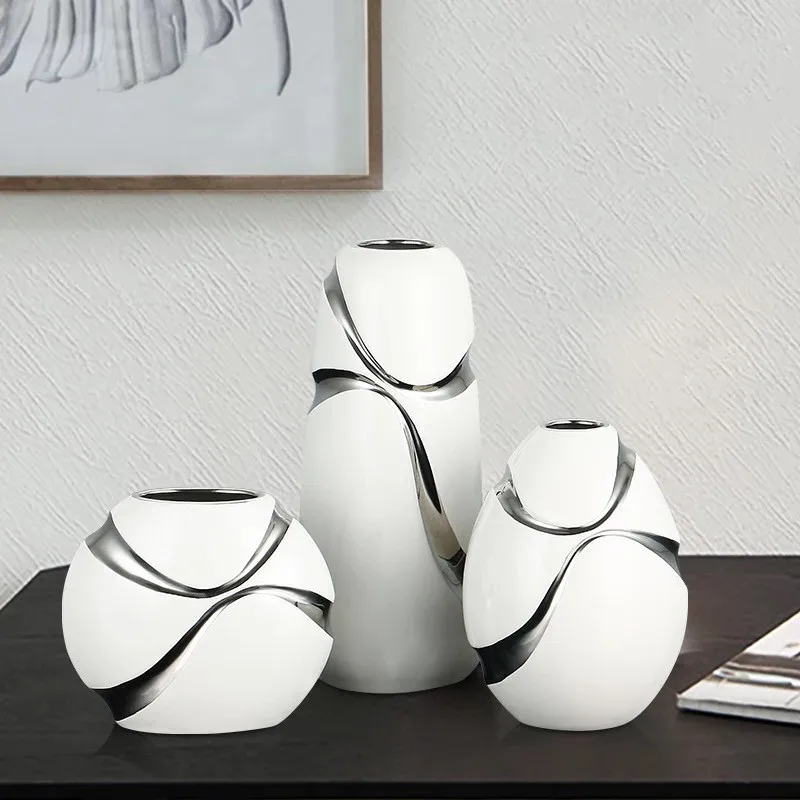 Ceramic Flower Vase Modern Minimalist Office Table Artificial Flower Vase Living Room Decoration Home Furnishings Wedding Gifts