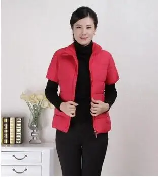 G1167 осень и зима новая женская мода большой размер короткий рукав хлопок жилет пальто дешево оптом - Цвет: Красный