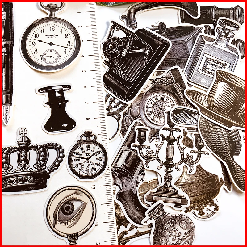 

Old object vintage personalized scrapbook Stickers scrapbooking material personalized sticker happy planner junk journal